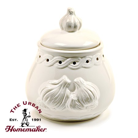 White Stoneware Garlic Pot/Keeper