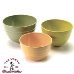 Bamboo Melamine Ribbed Bowls, Set of 3
