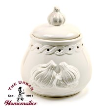 White Stoneware Garlic Pot/Keeper