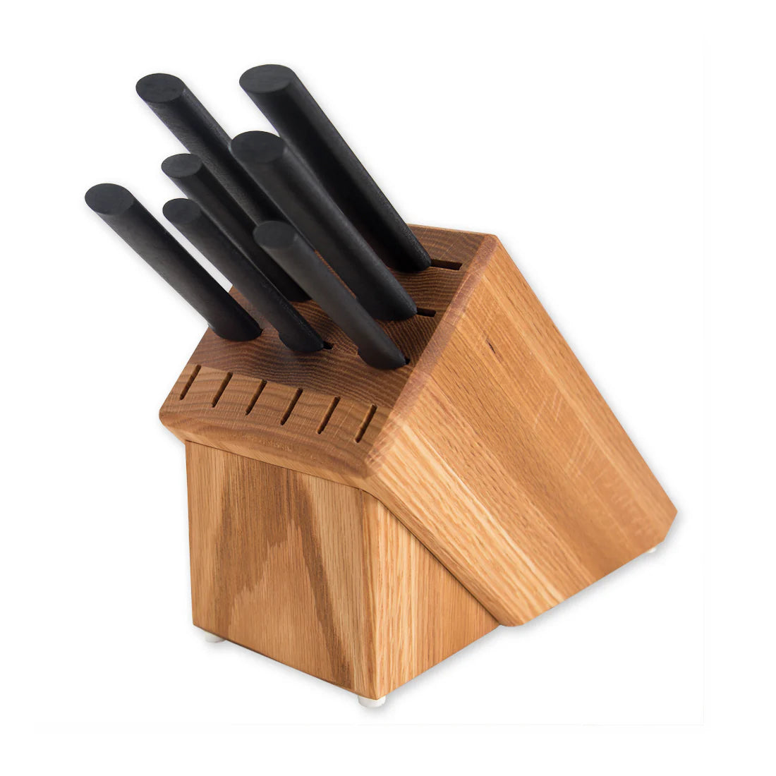 Rada Essential Oak Block And Black Knife Set