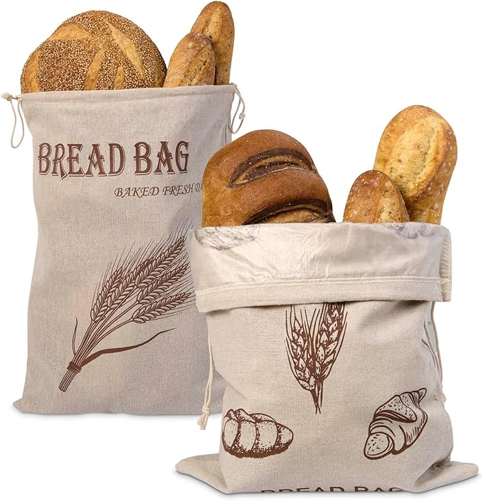 Reusable Lined Bread Bag Savers Set of 2