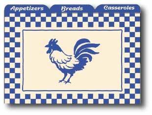 Recipe Card Dividers - Blue Country Rooster Design