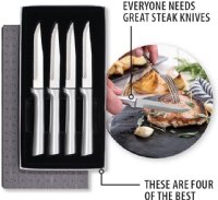 Rada Silver Handled Serrated Steak Knife Set of 4
