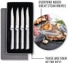 Rada Silver Handled Serrated Steak Knife Set of 4